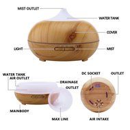 Essential Oil Diffuser, TWOPAGES &reg; 300ml Wood Grain Cool Mist Ultrasonic Humidifier with 4 Timer Settings for...