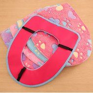 Yaheeda Toilet Seat Cover,Lovely Feet Design Coral Fleece Closestool Bathroom Warmer Pads Set,Coffee