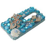 Spritech(TM) Bling Clear Phone Case For Motorola Moto G3/Moto G (3rd Gen),3D Handmade Blue Crystal Butterfly Small... N153