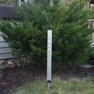 Large 46 inch Tall Garden Thermometer Silver Anodized Aluminum