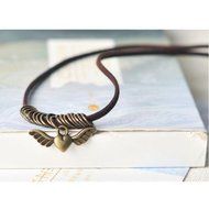 handmade rope ribbon angle Pendant Necklace Oriental Ring Style bronze sweater