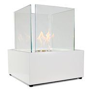 Sunnydaze White Large Cubic Ventless Tabletop Bio Ethanol Fireplace N7
