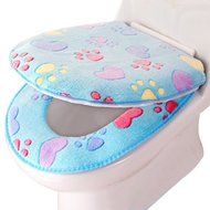 Yaheeda Toilet Seat Cover,Lovely Feet Design Coral Fleece Closestool Bathroom Warmer Pads Set,Coffee N5