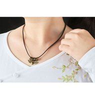 handmade rope ribbon angle Pendant Necklace Oriental Ring Style bronze sweater N2