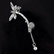 1PC Modish Nice Women Dragonfly Ear Cuff Clip Stud Crystal Rhinestone Earring