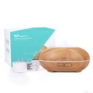 SAVFY 100ml Aromatherapy Essential Oil Diffuser Wood Grain Design with 7 Color LED Lights Changing and Waterless... N13