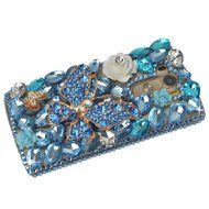 Spritech(TM) Clear Hard Bling Phone Case for LG G Stylo 2 LS775/LG Stylus 2 K520,Handmade Blue Crystal White Flower... N40