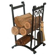 Enclume Sling Log Rack with Fireplace Tools, Hammered Steel N2