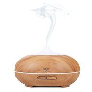SAVFY 100ml Aromatherapy Essential Oil Diffuser Wood Grain Design with 7 Color LED Lights Changing and Waterless... N14
