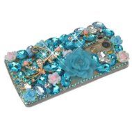 Spritech(TM) Clear Hard Bling Phone Case for LG G Stylo 2 LS775/LG Stylus 2 K520,Handmade Blue Crystal White Flower... N46