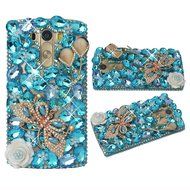 Spritech(TM) Clear Hard Bling Phone Case for LG G Stylo 2 LS775/LG Stylus 2 K520,Handmade Blue Crystal White Flower... N50