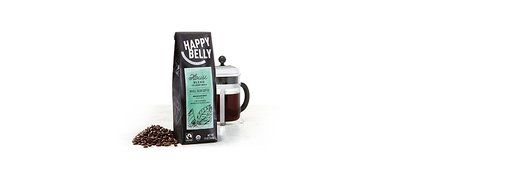 Happy Belly House Blend Organic Fairtrade Coffee, Medium Dark Roast, Whole Bean, 12 ounce