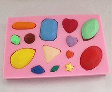 Longzang Gemstone Shape Art Deco Silicone Mold Sugar Craft DIY Gumpaste Cake Decorating Clay Pink