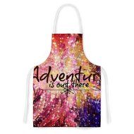 KESS InHouse Ebi Emporium &quot;Adventure is Out There&quot; Pink Typography Artistic Apron, 31 by 35.75&quot;, Multicolor