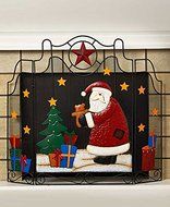 Santa Freestanding Texas Star Holiday Metal Fireplace Screen