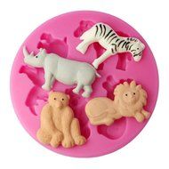 FOUR-C Gum Paste Molds Different Animals Silicone Mould for Cake Color Pink