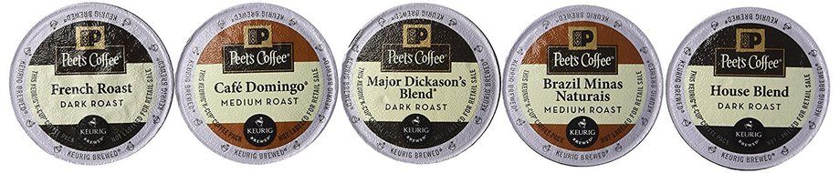 New! 30 K-cup Peets Coffee Sampler Variety Pack *No Decaf* (2014 Brazil Minas Naturais, Cafe Domingo, House Blend...