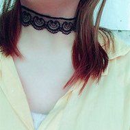 Women&#039;s Handmade Crochet Black Lace Heart Choker Collar Necklace Gothic Jewelry