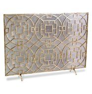Pyra Modern Transitional Gold Leaf Medallion Fireplace Screen