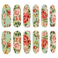 EVTECH(TM) 4 Pcs Rose Peony Carnation Flower Patterns Nail Polish Strips 12 double-ended Nail Decals Strips Nail... N6