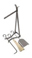 Enclume 3 Piece Tulip Fireplace Tool Set with Stand, Hammered Steel