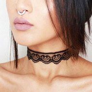 Women's Handmade Crochet Black Lace Heart Choker Collar Necklace Gothic Jewelry N2