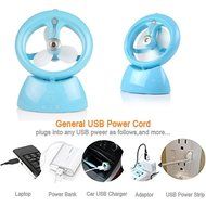 Dolida Misting Fan USB Rechargeable Mini Table Fan Humidifier for Home Office and Travel (Blue)