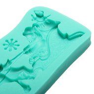 3D Christmas Santa Claus Sleigh Deer Cake Mold Silicone N5