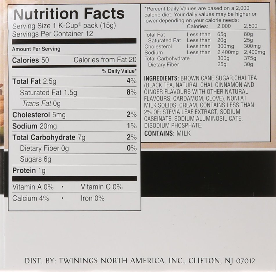 Twinings Chai Latte K-cups for Keurig Brewers, 12 Count