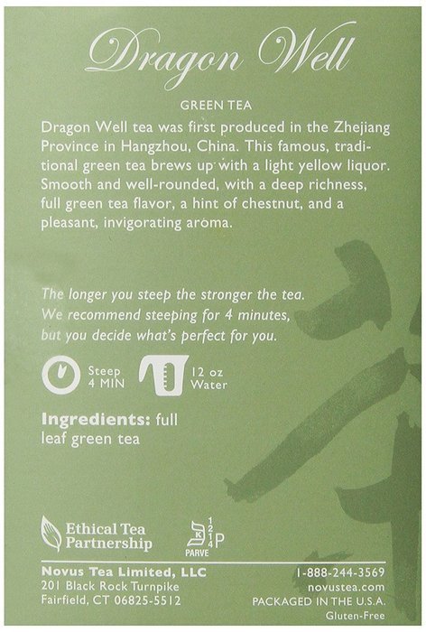 Novus Dragon Well Green Tea, 12 Count Tea Bag