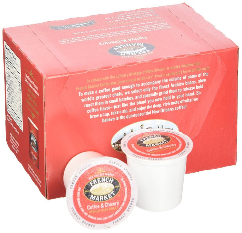 French Market Coffee Roast Single Serve Cups, Dark Roast Coffee and Chicory (2 Pack of 12) N3