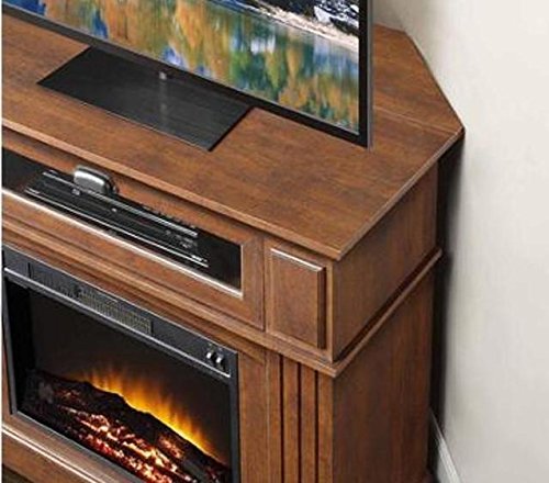 Sumner Corner Media Electric Fireplace and TV Stand, Brown