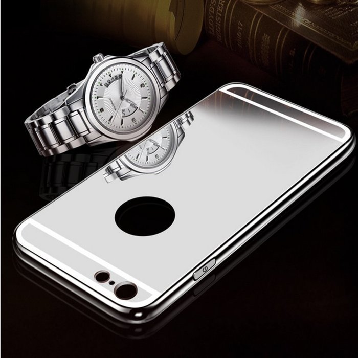 iPhone 7 Plus Glass Mirror Silver Case-Auroralove Luxury Bling Diamond Makeup Case Soft Slim Glass Mirror Case... N22