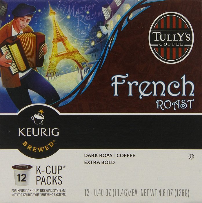 Tullys Coffee Dark Roast, French Roast, 12 ct K, Cups for Keurig Brewers N4