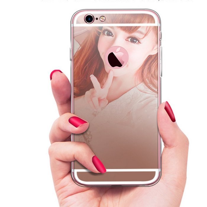 iPhone 7 Plus Glass Mirror Silver Case-Auroralove Luxury Bling Diamond Makeup Case Soft Slim Glass Mirror Case... N24