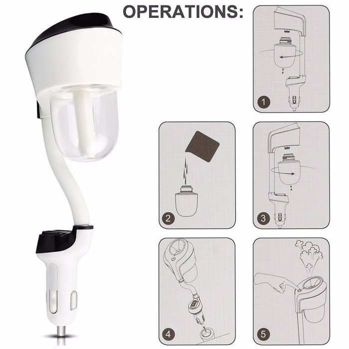 KING DO WAY Aromatherapy Car Humidifier Dual USB Charger Car Air Purifier Waterless Auto Shut-off Aromatherapy... N5