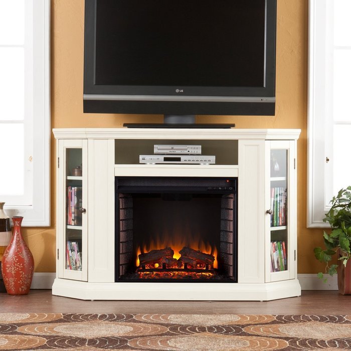 Electric Portable Fireplace Heaters and Entertainment Centers Premier Bedroom, Living Room Decor Storage All-In-One... N4