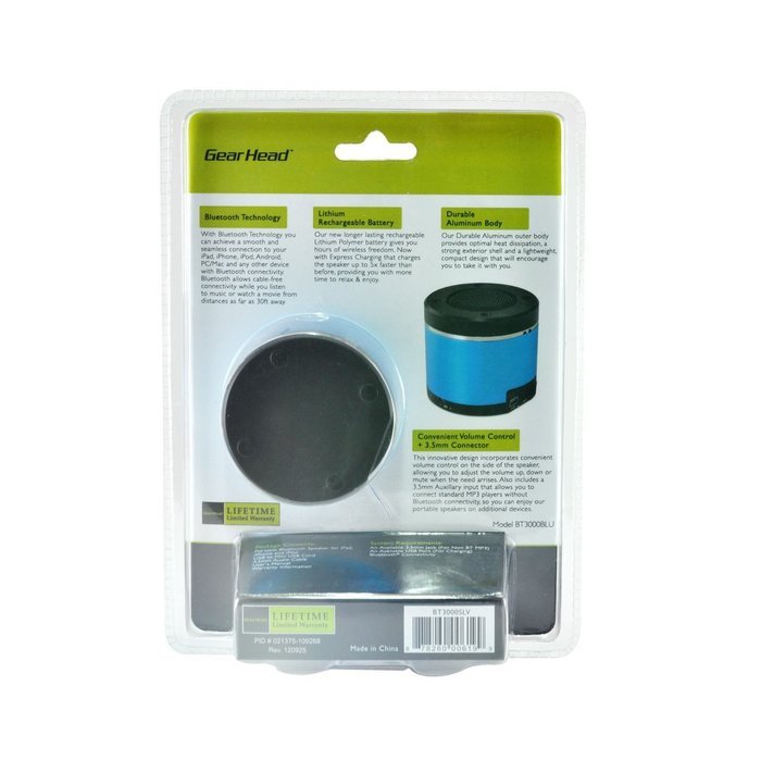 Gear Head Portable Bluetooth Speaker for iPad/iPhone/iPod, Red/Black (BT3000RED) N16