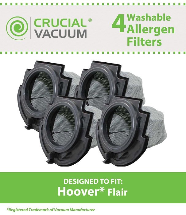 4 Hoover Flair Washable & Reusable Replacement Filters For Hoover Flair Primary Stick Vacuum Cleaner Filter; Fits...