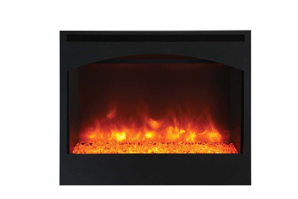 Amantii Zero Clearance Series Built-In Electric Fireplace with Arched Frame and Ember Media Kit, 31 Inch