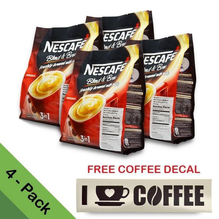 2-PACK Nescaf&eacute; 3-in-1 ORIGINAL Blend and Brew (with FREE COFFEE DECAL STICKER) Premix Instant Coffee ★ Taste Creamier... N9