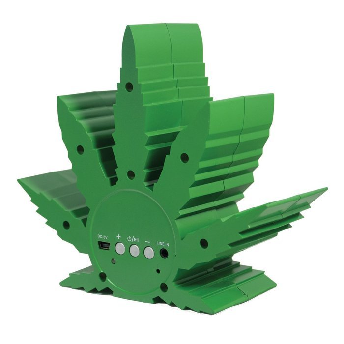 Pangea Brands PA-BT-GRN-LEAF Marijuana Bluetooth Speaker, Green N2