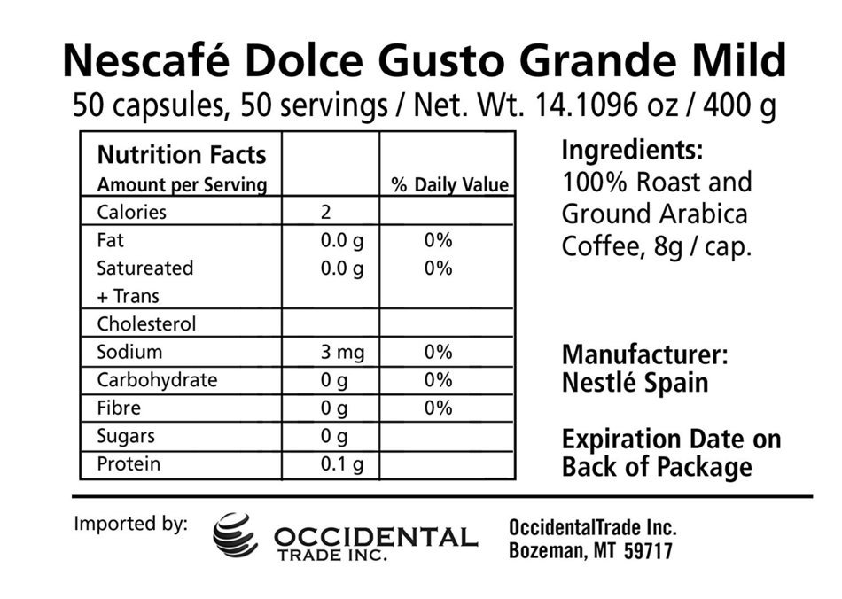 50 X Nescaf&eacute; Dolce Gusto Grande Mild, Coffee Capsule, 50 Capsules N2