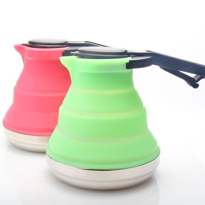 Life Boost Portable Foldable Silicone Tea Kettle Teapot Stainless Steel Base Extreme Heat Resistance & Versatility-Green... N2