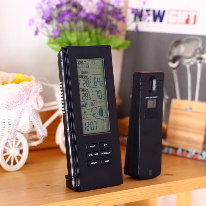 Hense Digital Indoor Humidity Mitor Hygrometer Thermomoter Monitor Weather Station with LCD Display Alarm Clock... N2