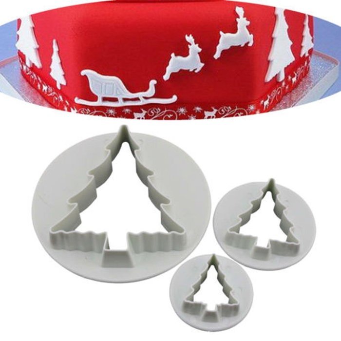 Cake & Cookie Cutters Plastic Christmas Tree Cookie Biscuit Cake Fondant Molds Cutter