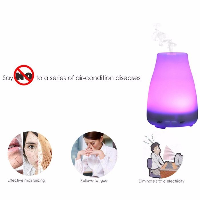 Amir Oil Diffuser, ELEGIANT 100ml Aroma Essential Oil Diffuser Ultrasonic Mist Air Humidifier with Color-changing...