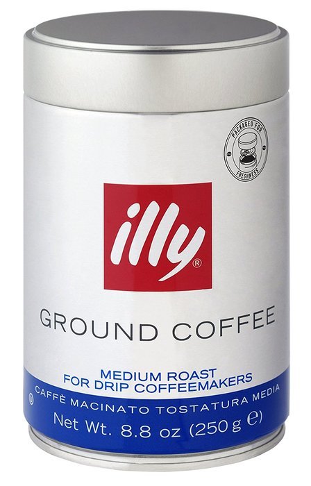 illy, Ground Coffee Drip Grind (Medium Roast, Blue Band), 8.8-Ounce Tins (Pack of 2)