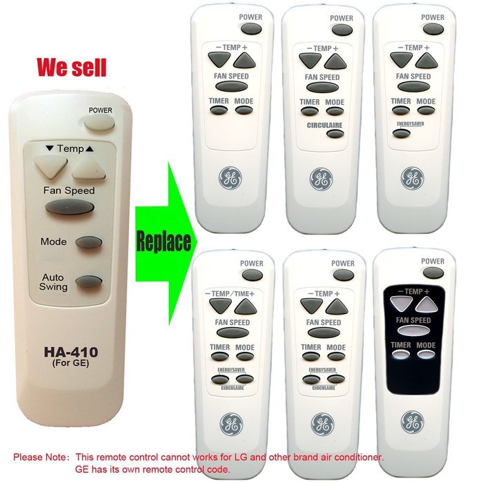 HA-410 Replacement for GE Air Conditioner Remote Control 6711A20035J Works For GW05LH AGW05LHG1 AGW06LB AGW06LBG1... N2