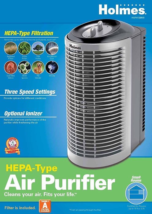 Holmes Hepa-Type Tower Air Purifier with 3-Speeds and Quiet Operation, HAP412BNS N2